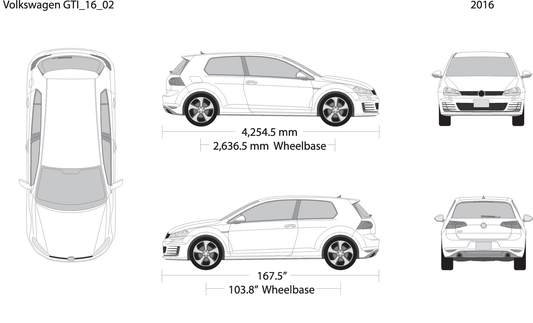2016 Volkswagen Gti V02 Vehicle Wrap Template
