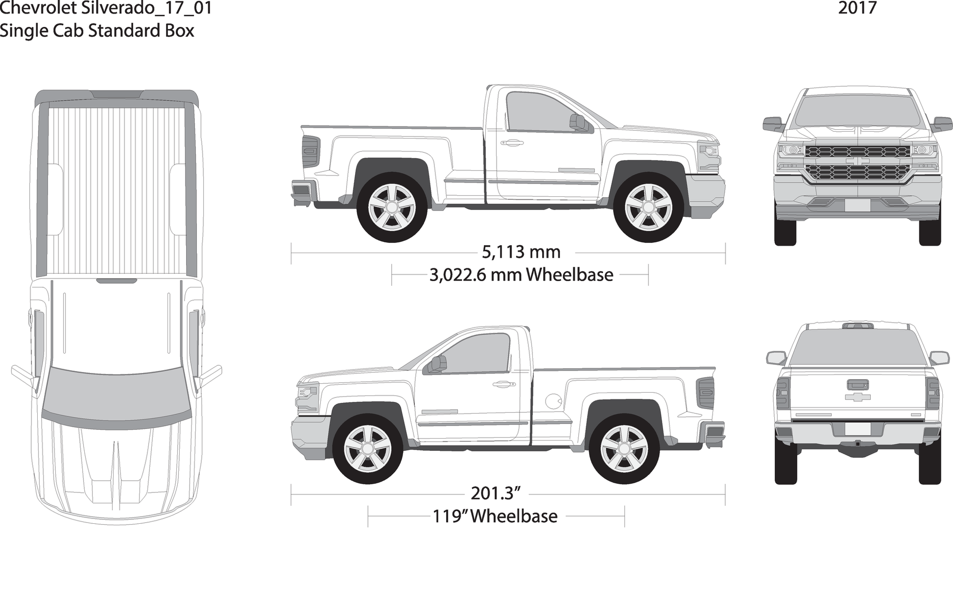 2017 Chevy Silverado 1500 V01 Vehicle Wrap Template