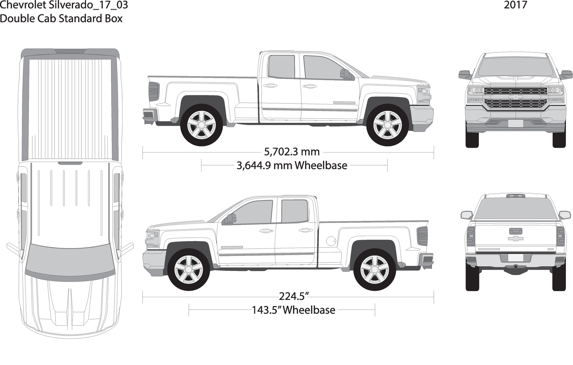 2017 Chevy Silverado 1500 V03 Vehicle Wrap Template