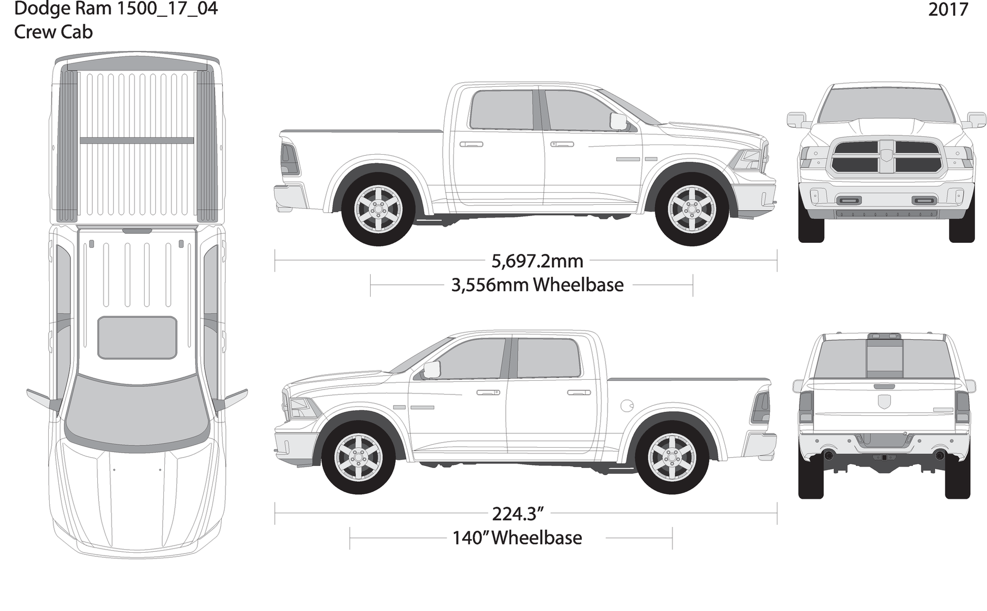 2017 Dodge Ram 1500 V04 Vehicle Wrap Template