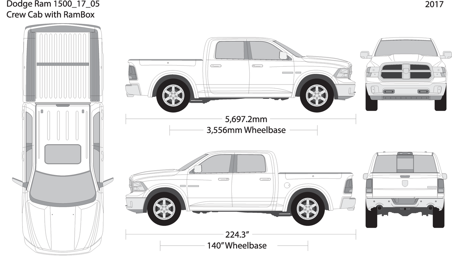 2017 Dodge Ram 1500 V05 Vehicle Wrap Template