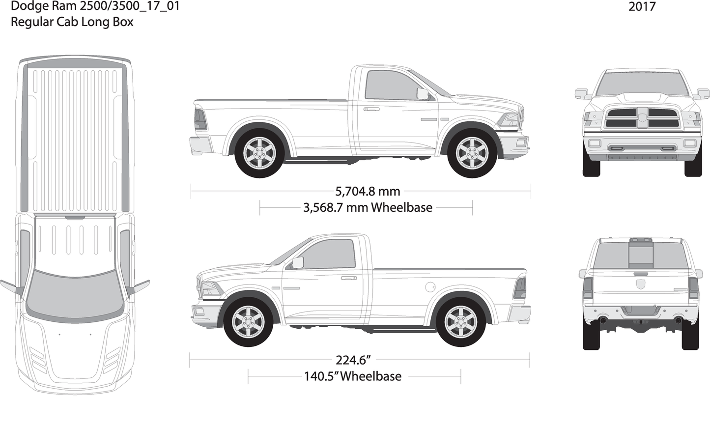2017 Dodge Ram 2500 3500 V01 Vehicle Wrap Template