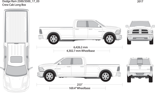 2017 Dodge Ram 2500 3500 V03 Vehicle Wrap Template