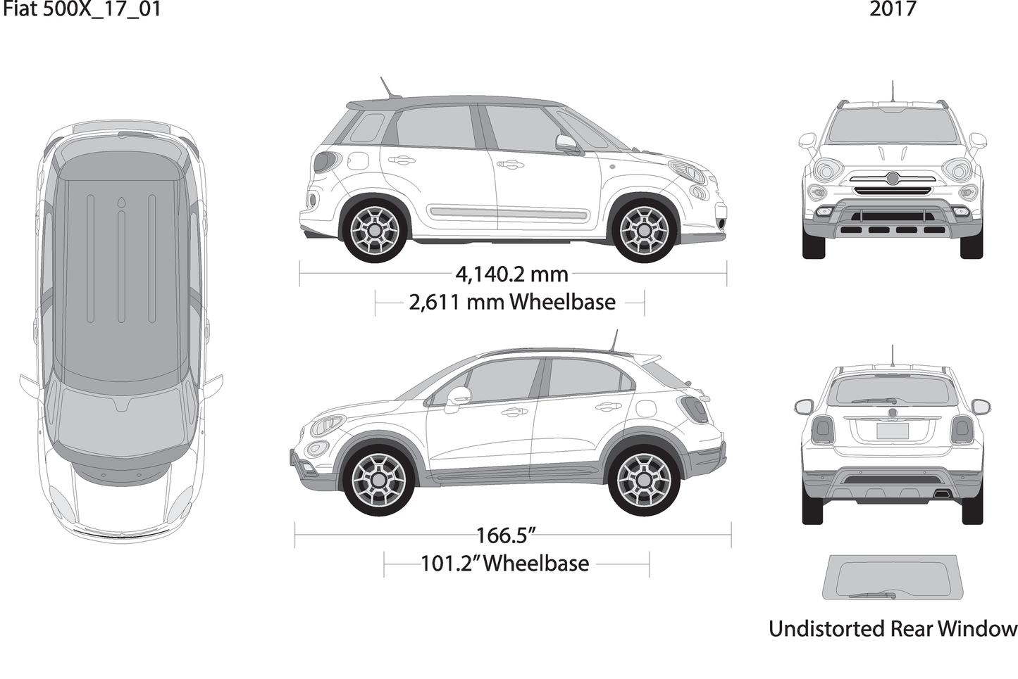 2017 Fiat 500X V01 Vehicle Wrap Template
