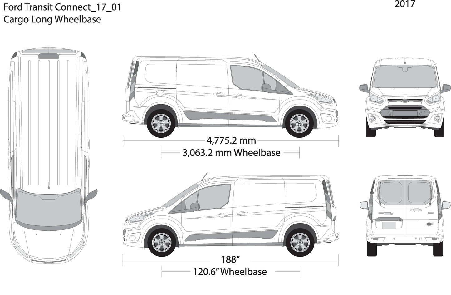 2017 Ford Transit Connect V01 Vehicle Wrap Template