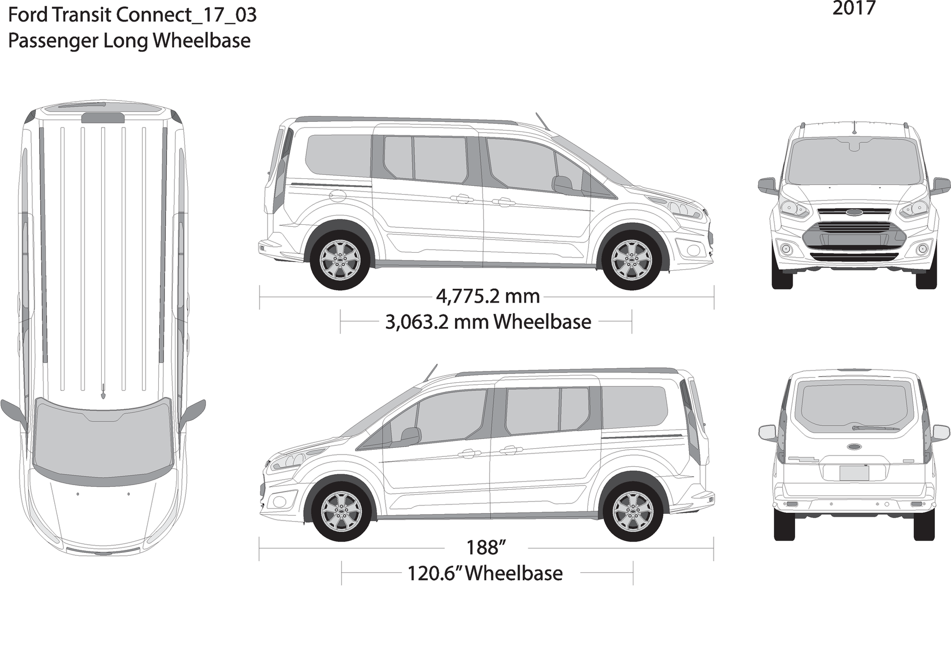 2017 Ford Transit Connect V03 Vehicle Wrap Template