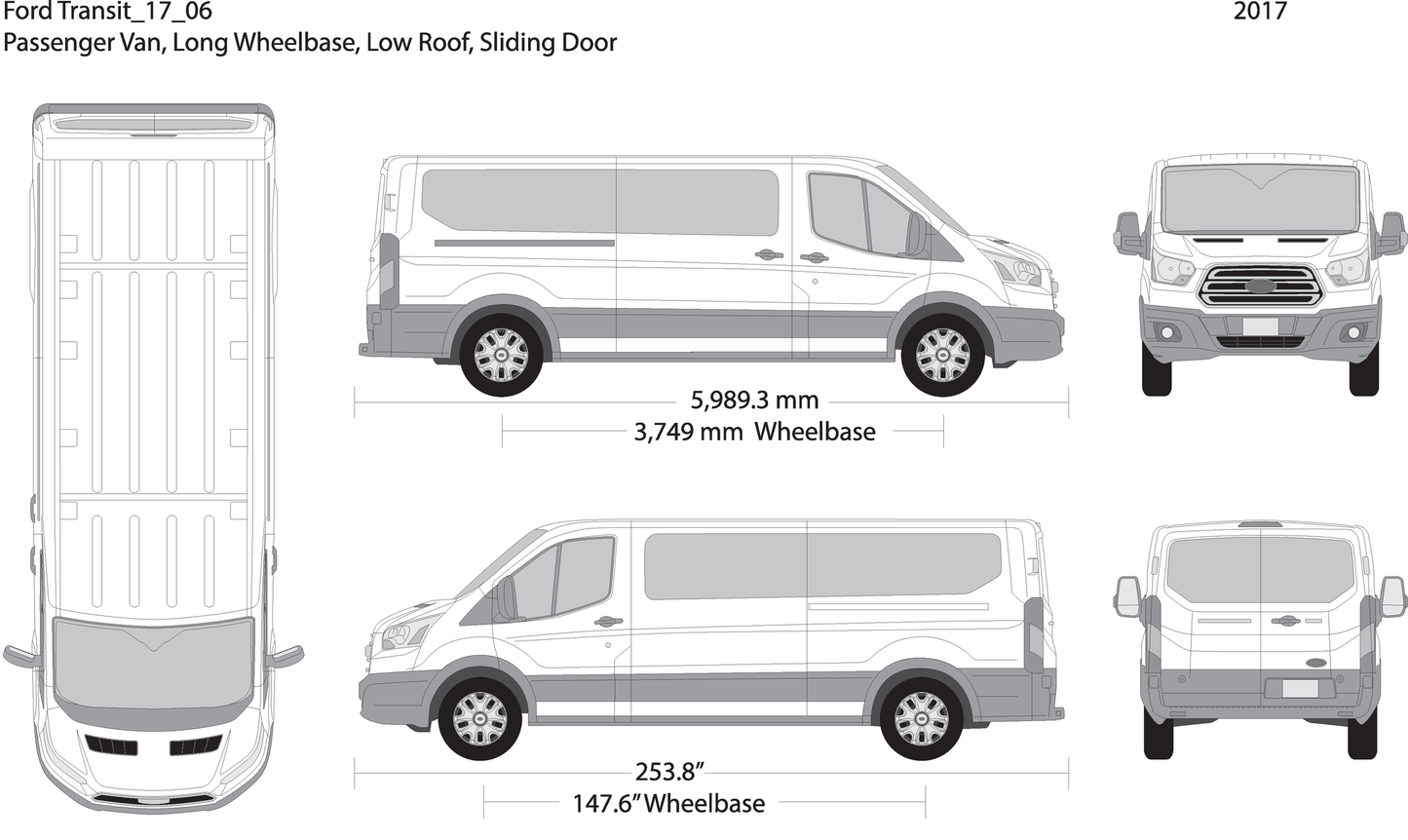 2017 Ford Transit Sliding Door V06 Vehicle Wrap Template