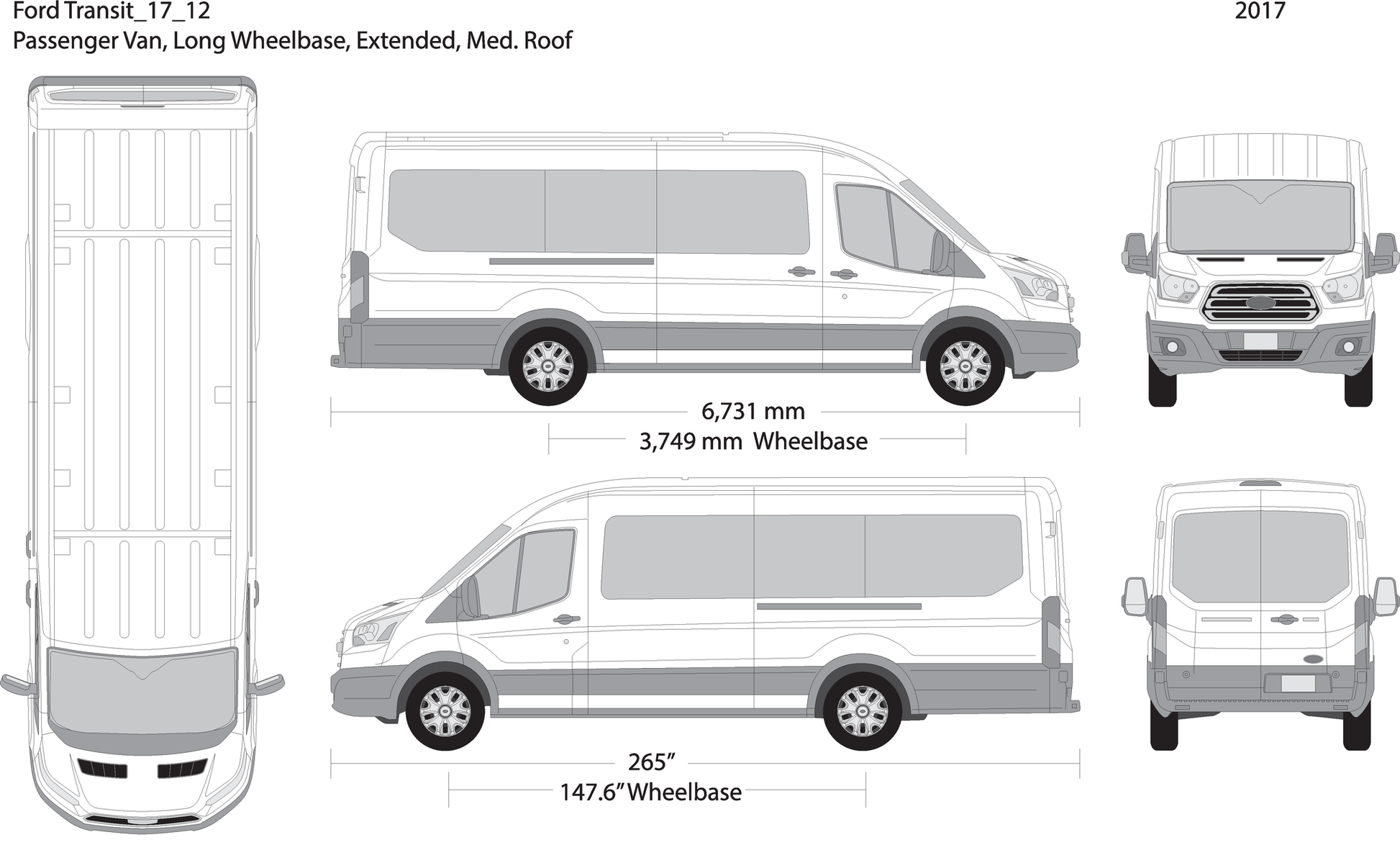 2017 Ford Transit Sliding Door V12 Vehicle Wrap Template