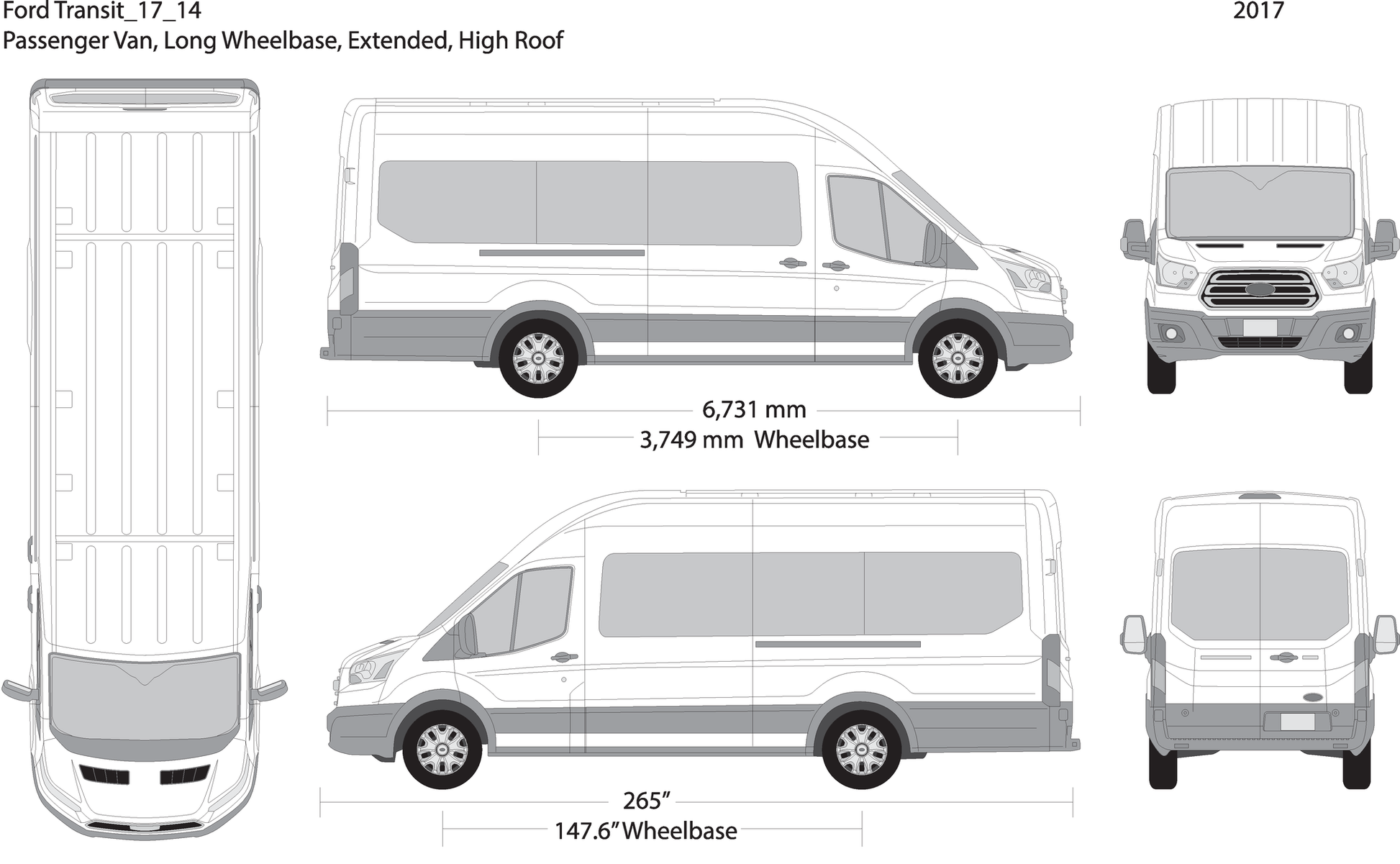 2017 Ford Transit Sliding Door V14 Vehicle Wrap Template