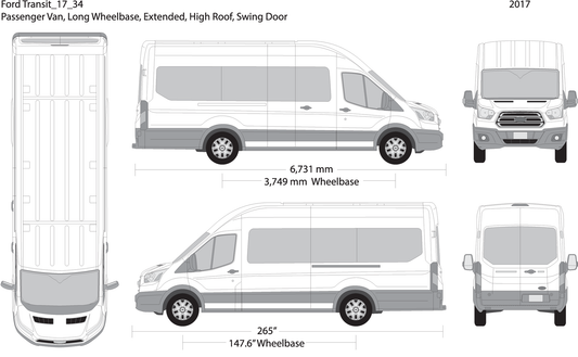 2017 Ford Transit Swing Door 34 V34 Vehicle Wrap Template