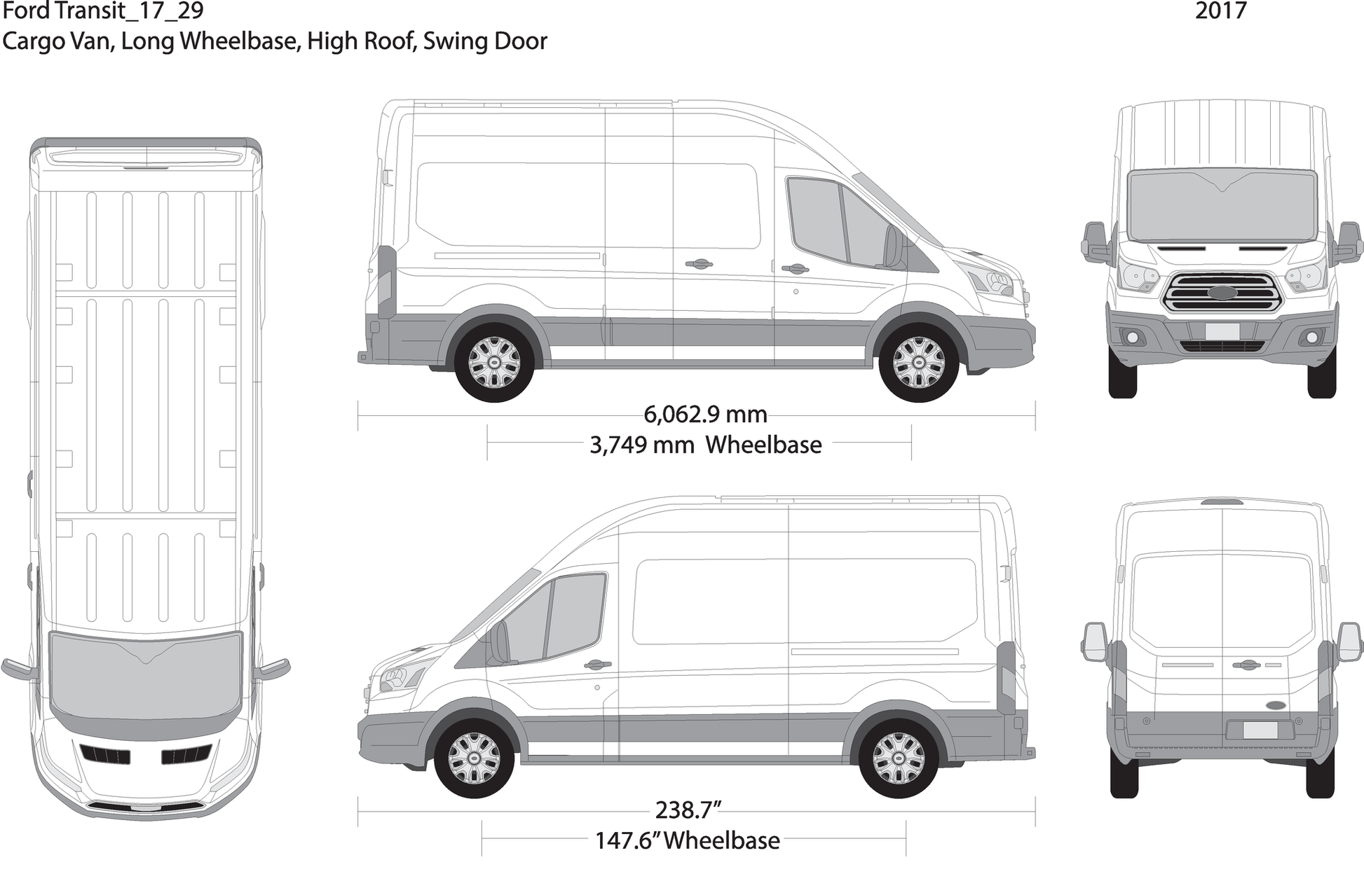 2017 Ford Transit Swing Door V29 Vehicle Wrap Template