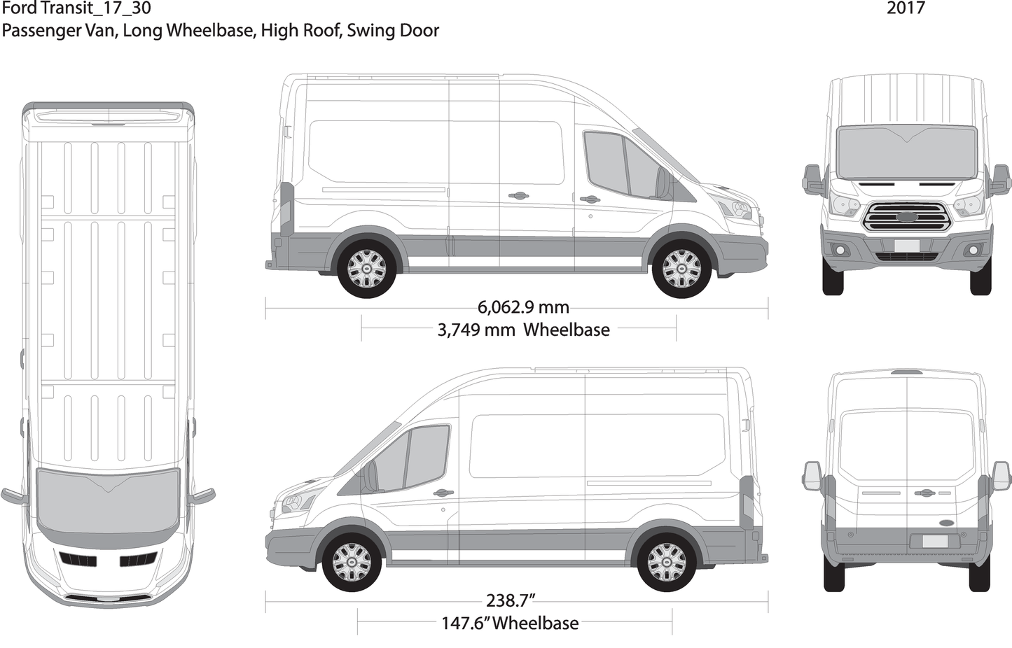 2017 Ford Transit Swing Door V30 Vehicle Wrap Template