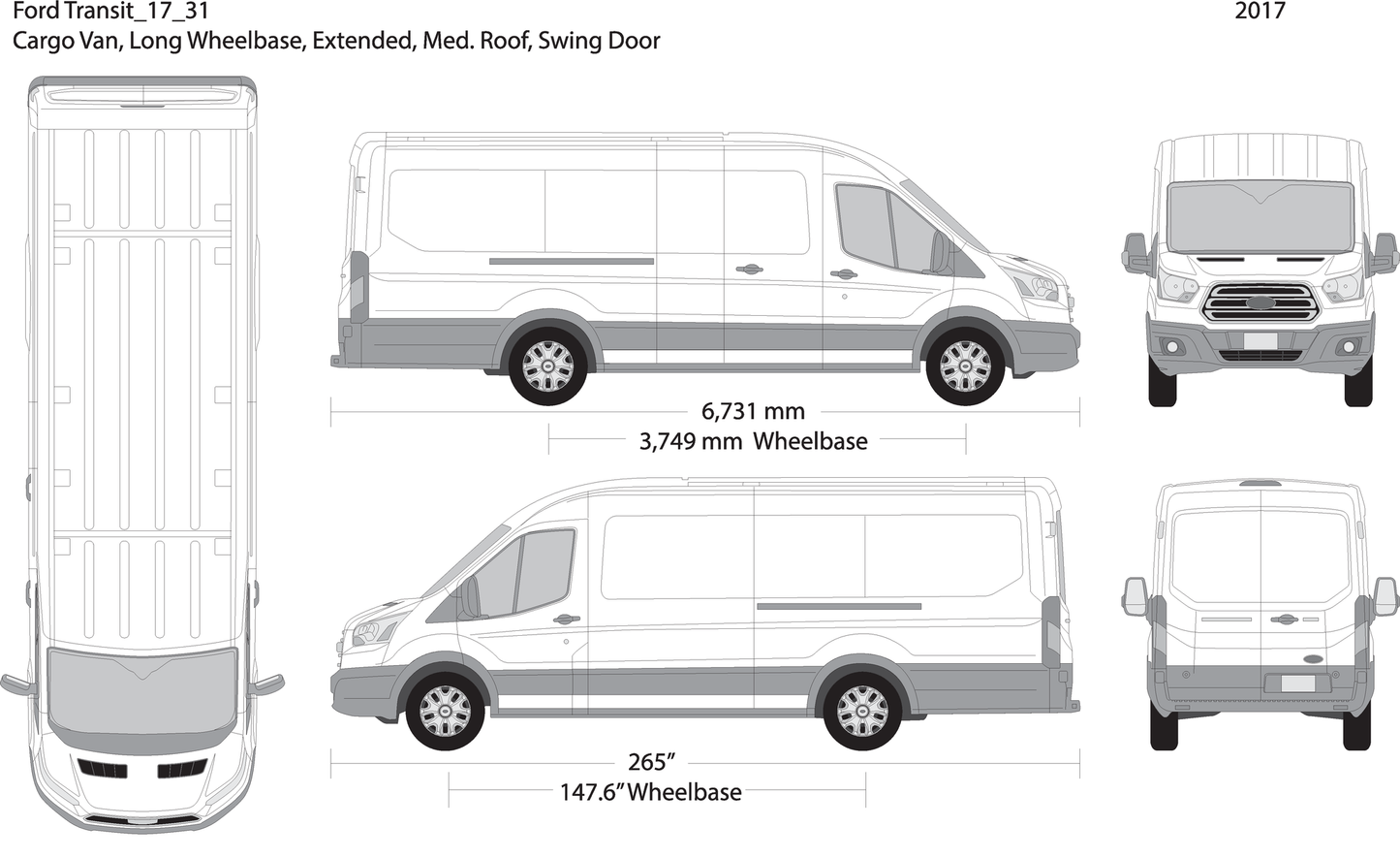 2017 Ford Transit Swing Door V31 Vehicle Wrap Template