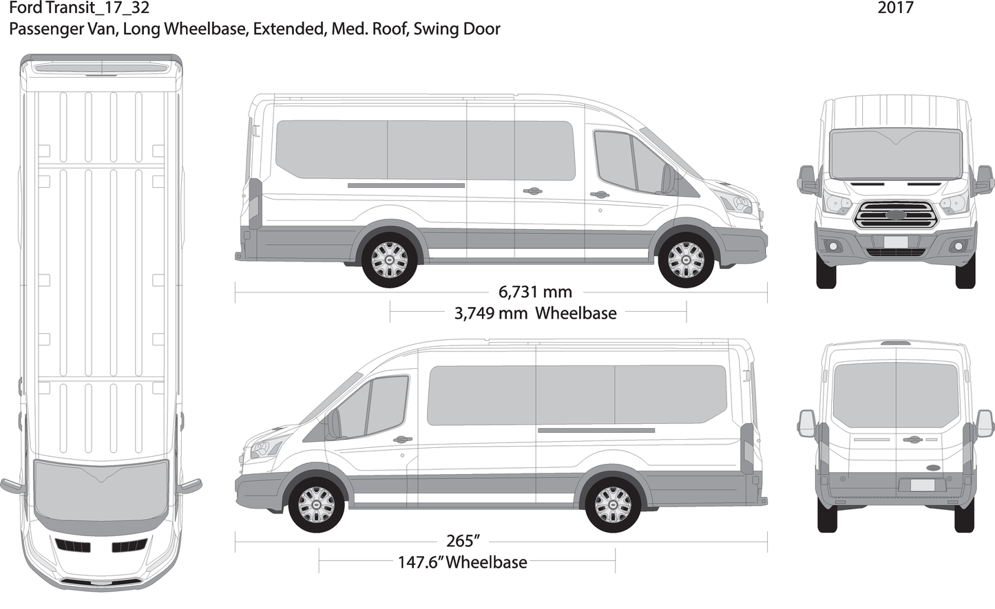 2017 Ford Transit Swing Door V32 Vehicle Wrap Template