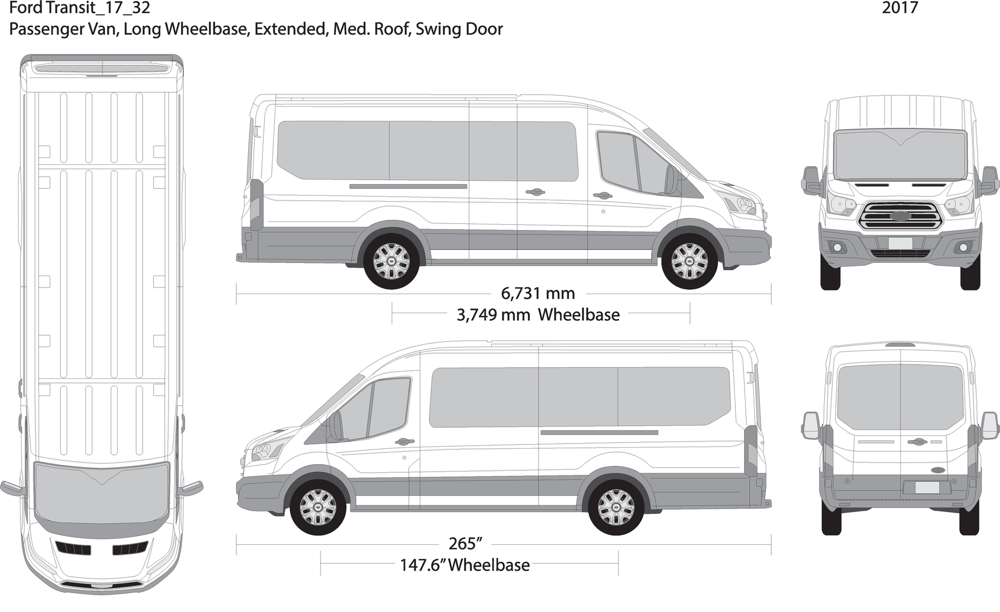 2017 Ford Transit Swing Door V32 Vehicle Wrap Template