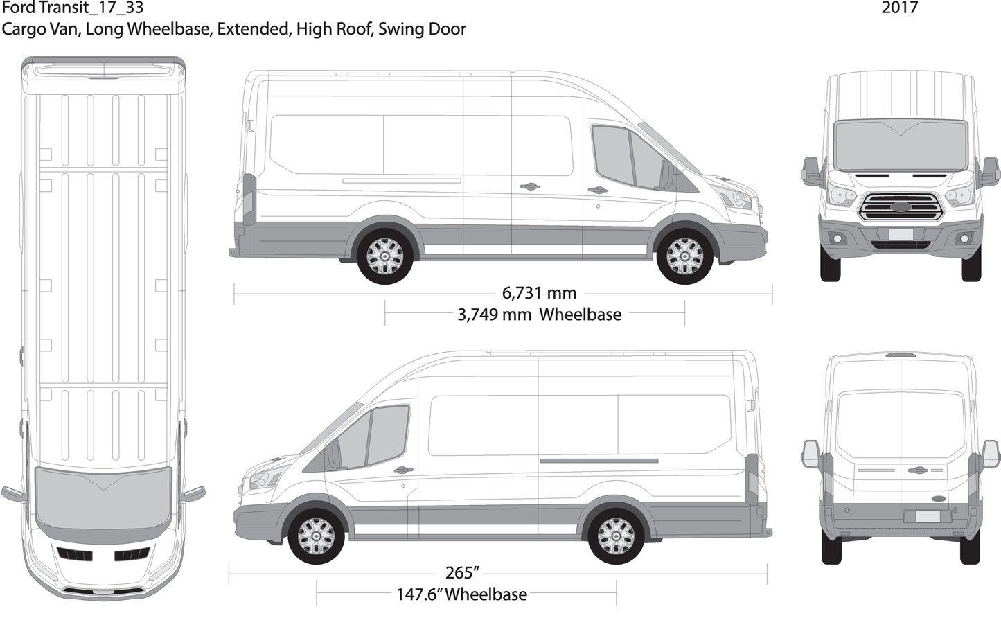 2017 Ford Transit Swing Door V33 Vehicle Wrap Template