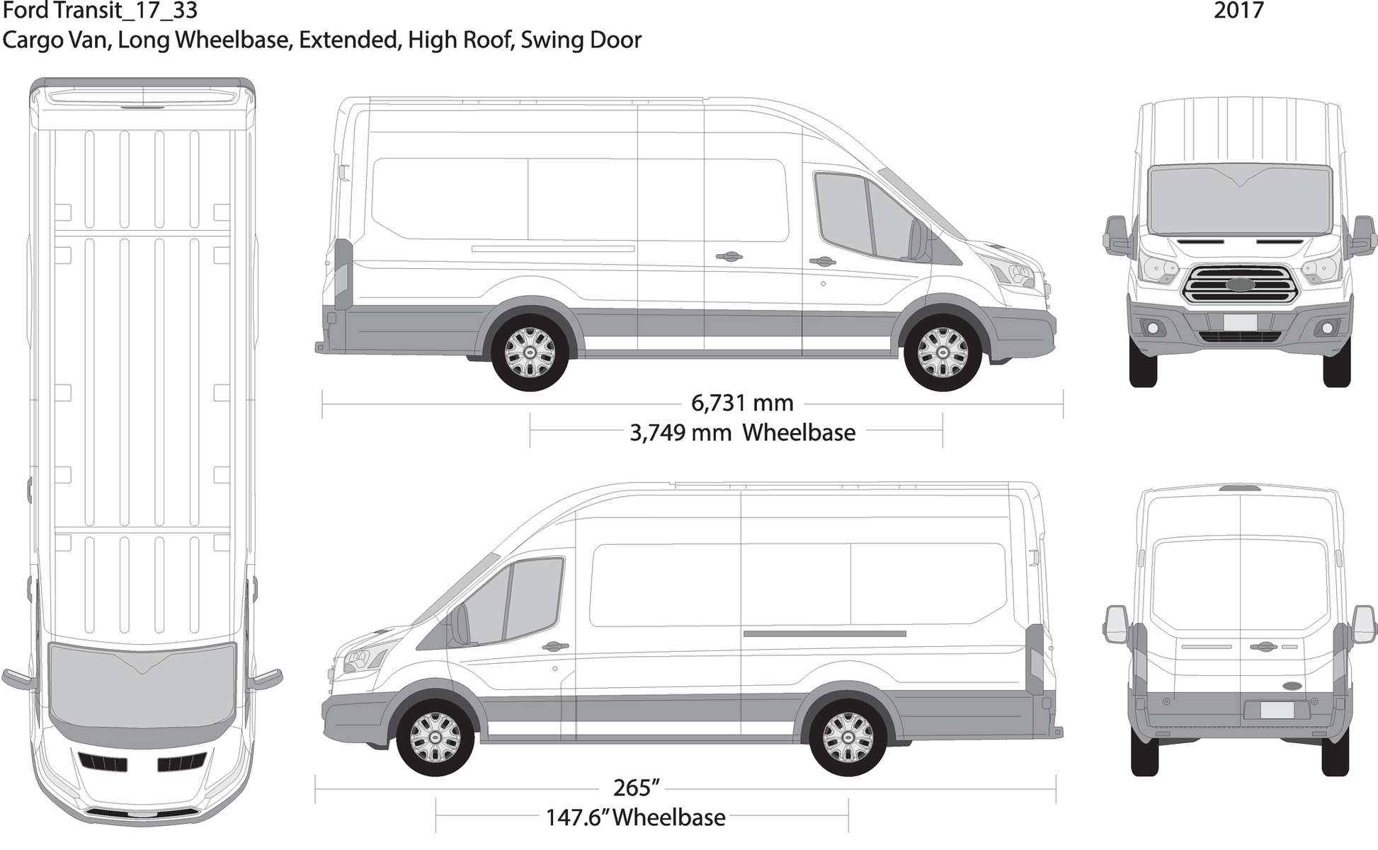 2017 Ford Transit Swing Door V33 Vehicle Wrap Template