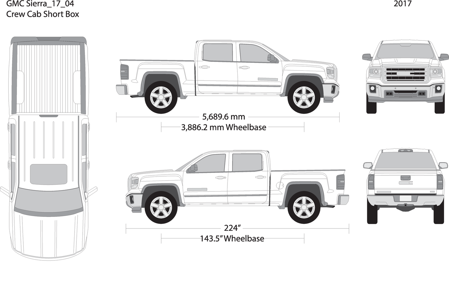 2017 Gmc Sierra 1500 V04 Vehicle Wrap Template