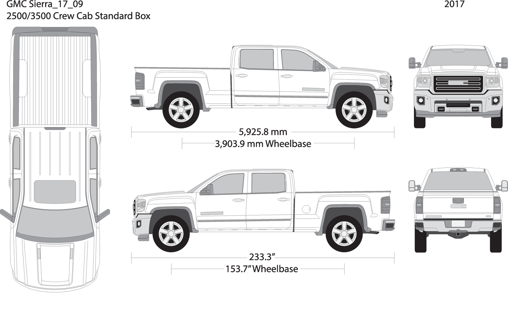 2017 Gmc Sierra 2500 3500 Hd V09 Vehicle Wrap Template