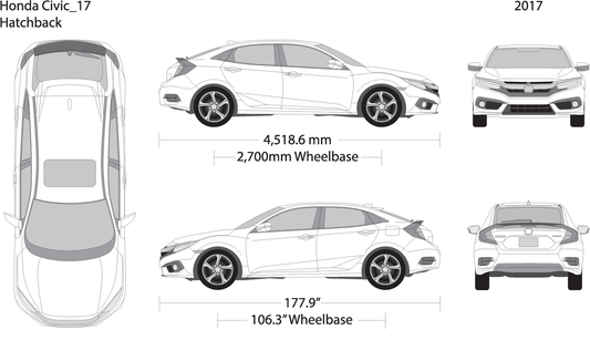 2017 Honda Civic Hatchback V17 Vehicle Wrap Template