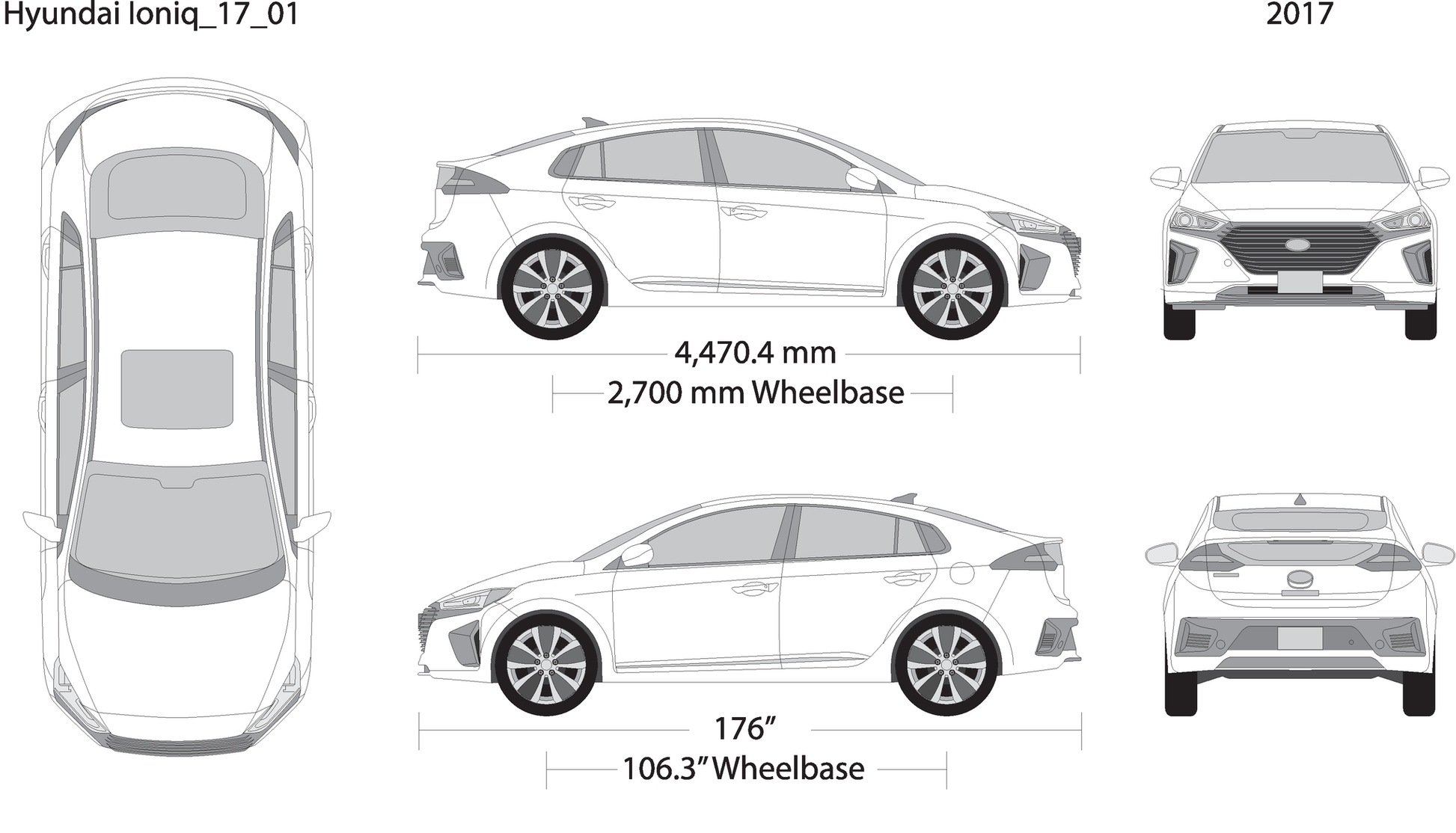 2017 Hyundai Ioniq V01 Vehicle Wrap Template