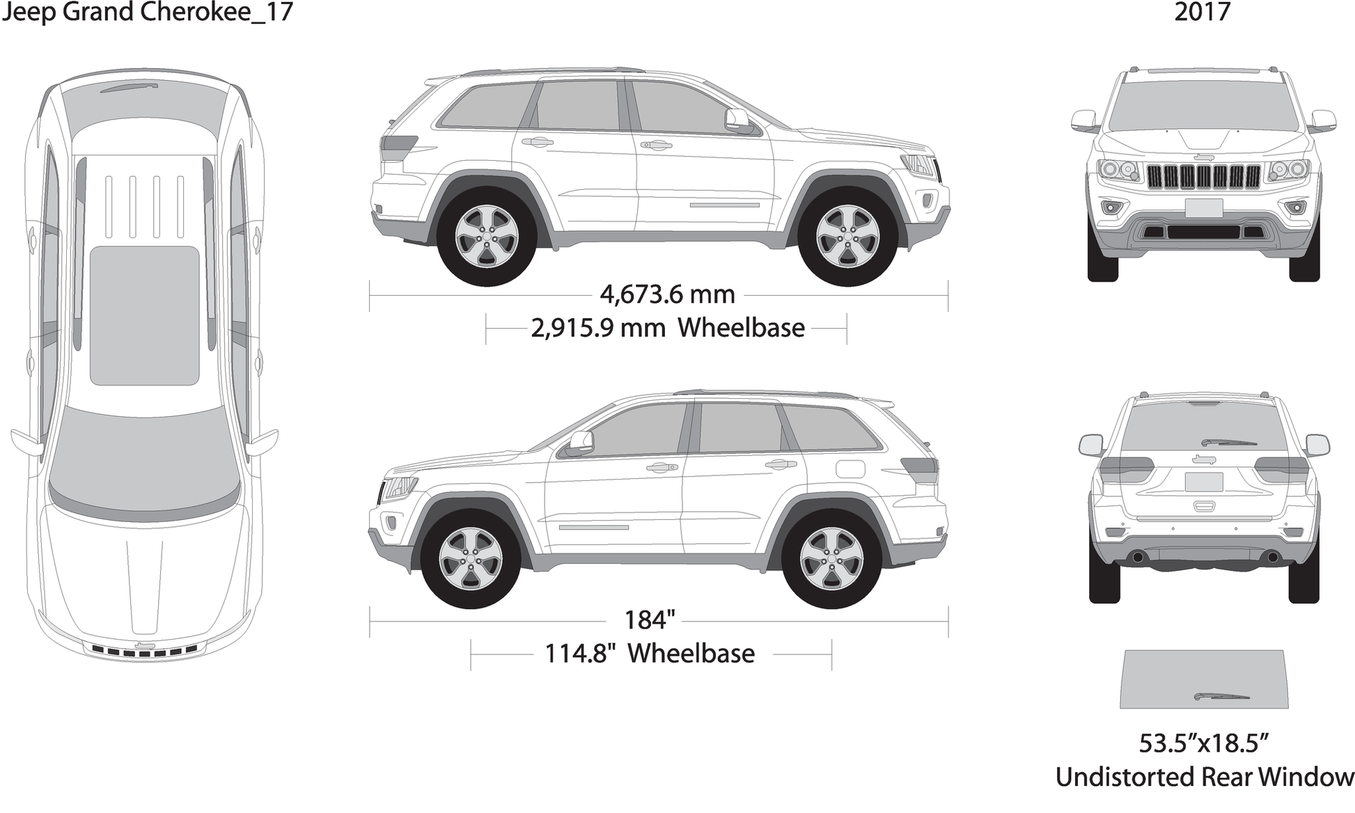 2017 Jeep Grand Cherokee V17 Vehicle Wrap Template