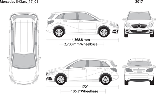 2017 Mercedes B Class V01 Vehicle Wrap Template