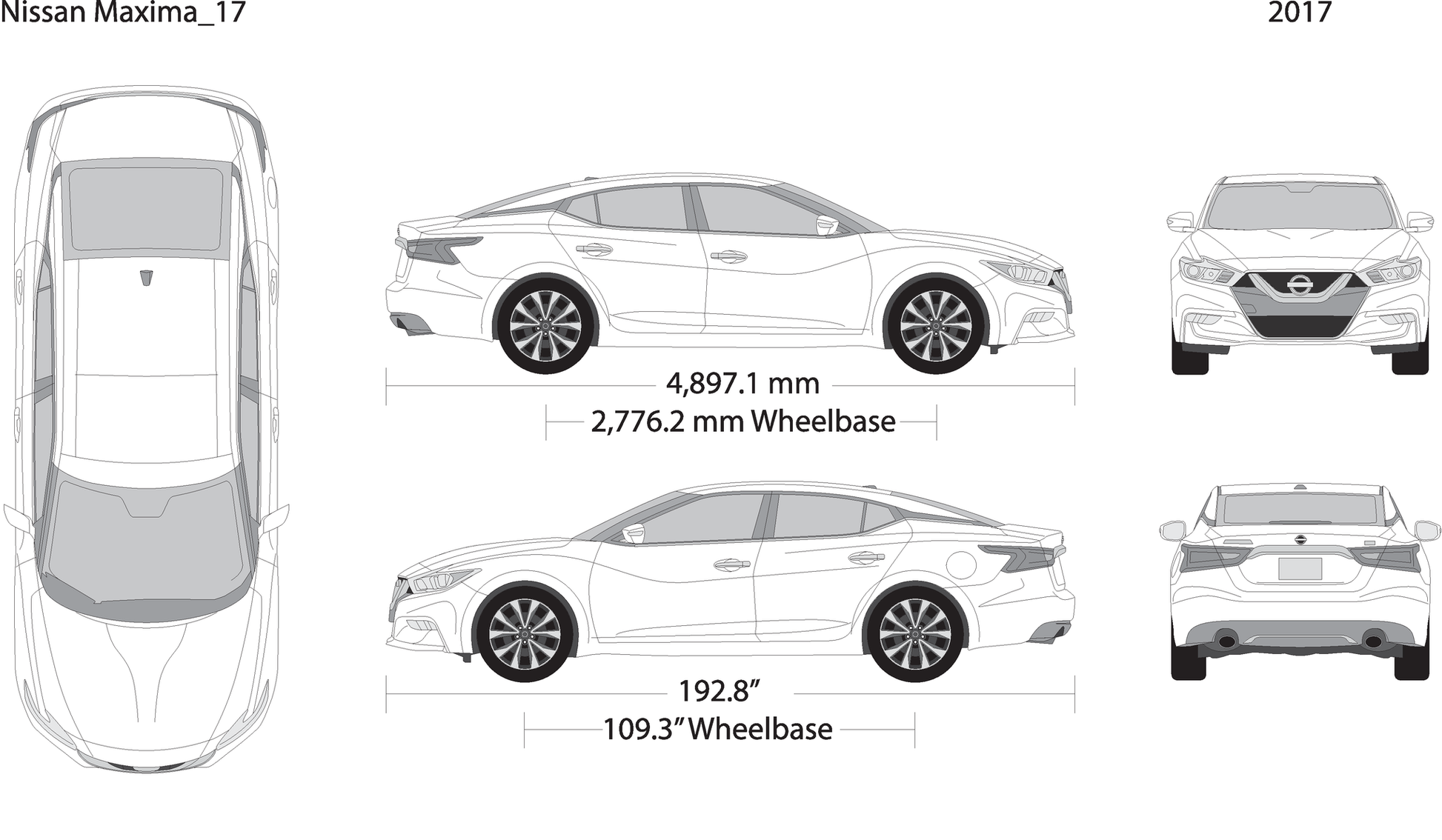 2017 Nissan Maxima V17 Vehicle Wrap Template
