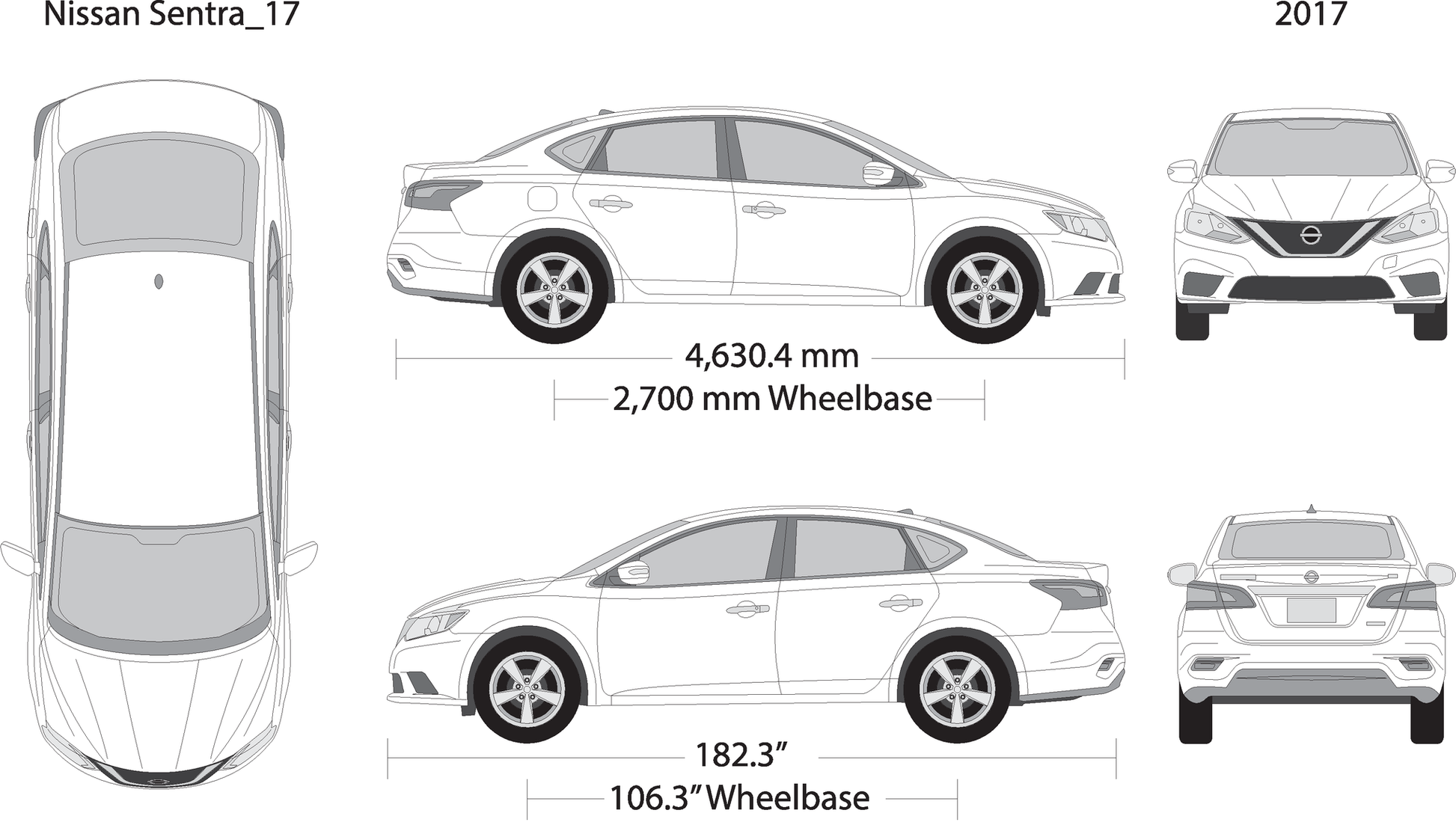 2017 Nissan Sentra V17 Vehicle Wrap Template