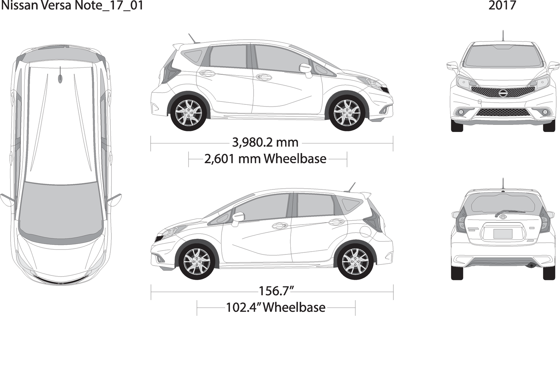 2017 Nissan Versa Note V01 Vehicle Wrap Template