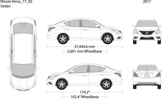 2017 Nissan Versa Sedan V02 Vehicle Wrap Template
