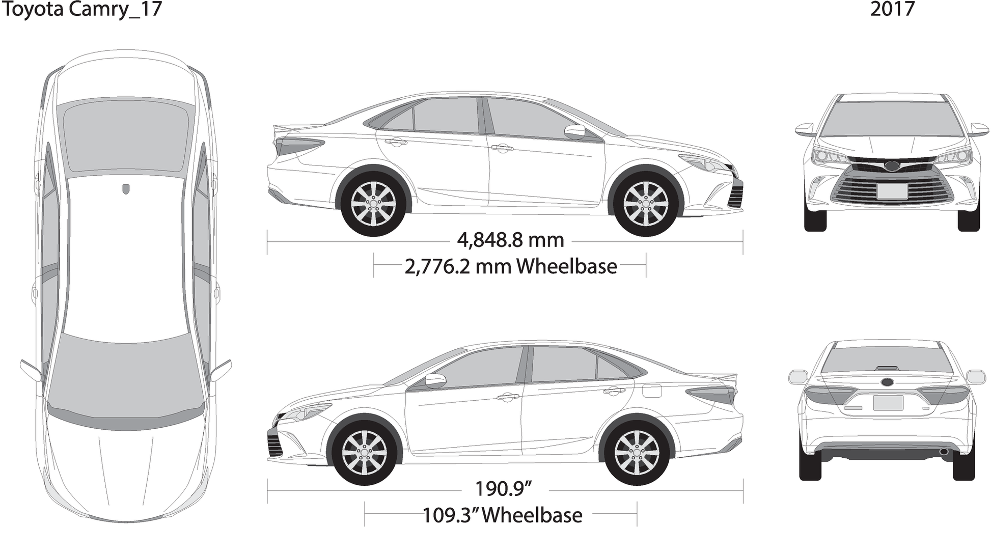 2017 Toyota Camry V17 Vehicle Wrap Template