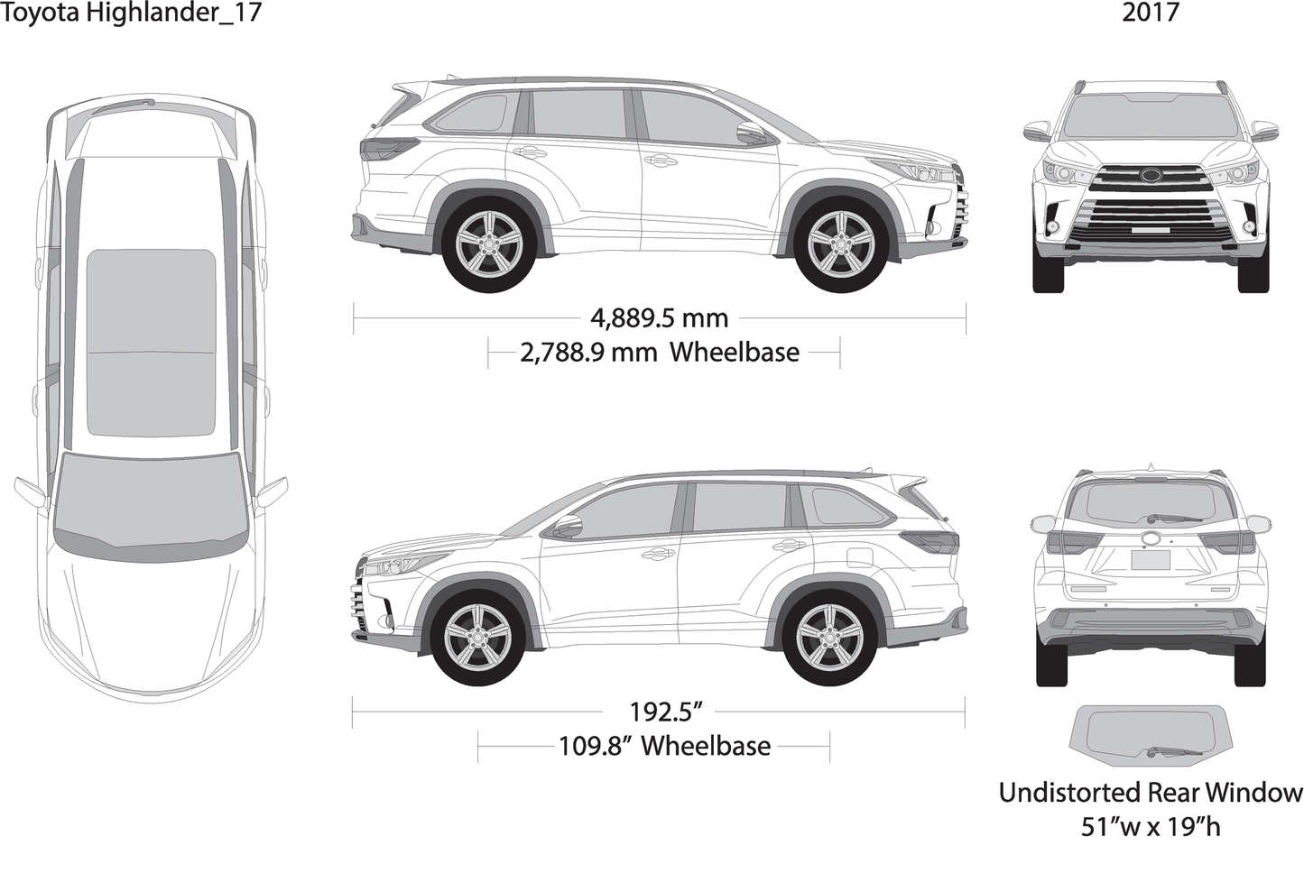 2017 Toyota Highlander V17 Vehicle Wrap Template