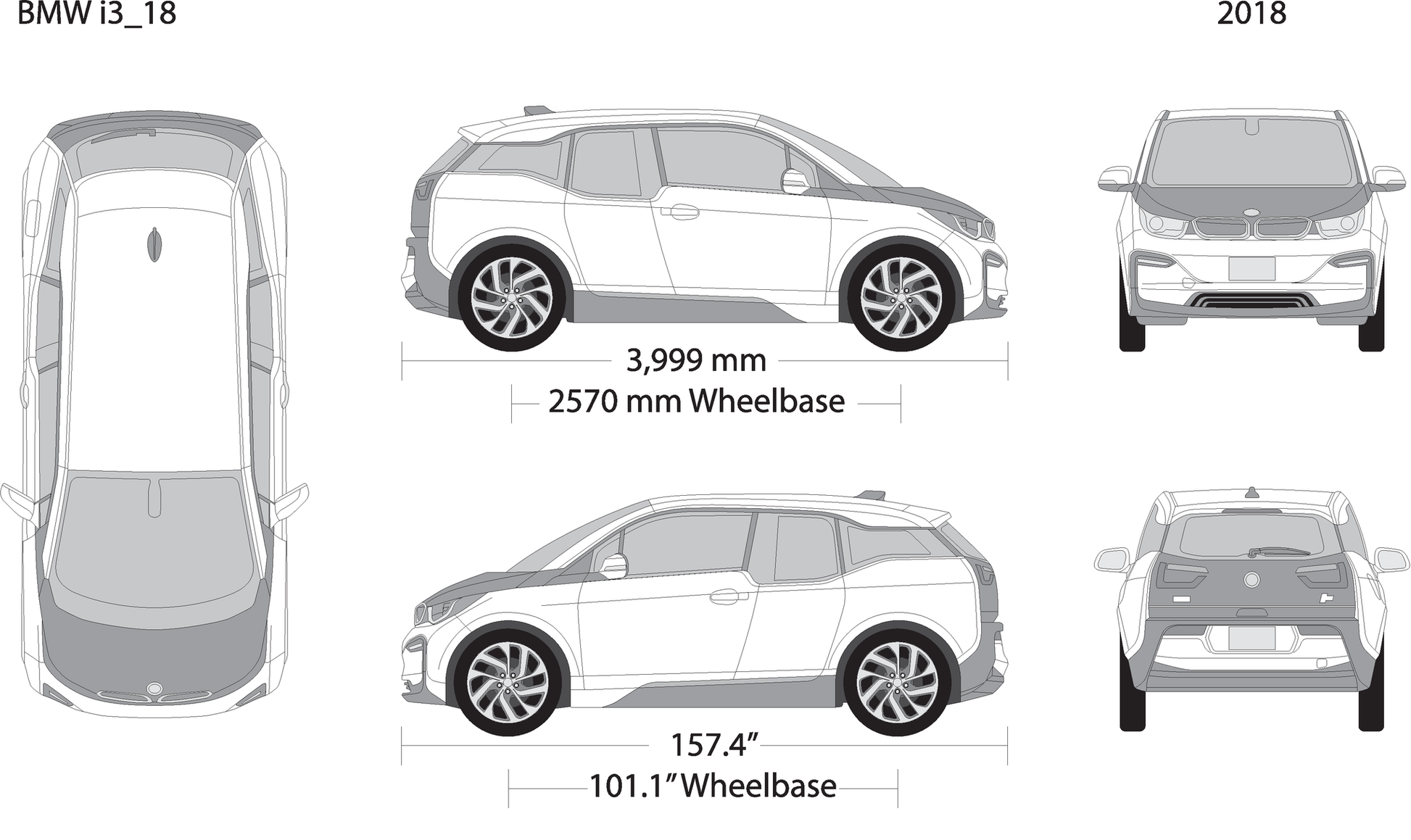 2018 Bmw I3 V18 Vehicle Wrap Template