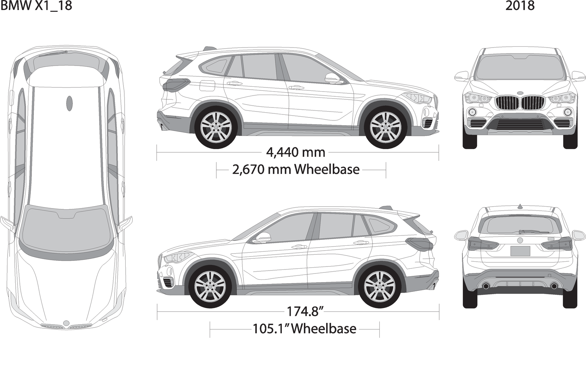 2018 Bmw X1 V18 Vehicle Wrap Template