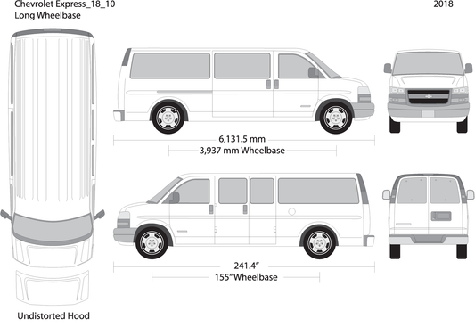 2018 Chevy Express V10 Vehicle Wrap Template