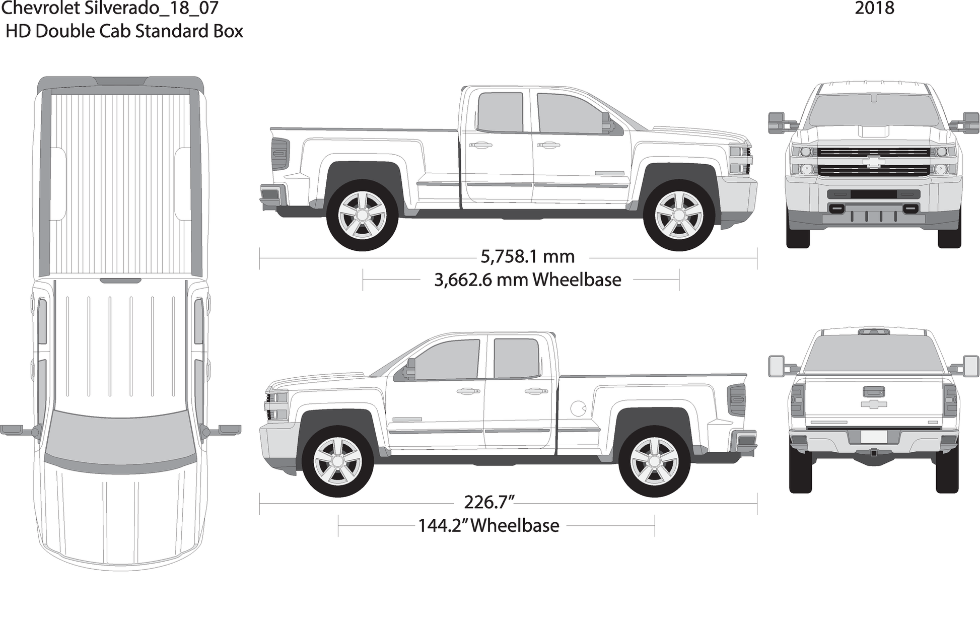 2018 Chevy Silverado 2500 3500 Hd V07 Vehicle Wrap Template