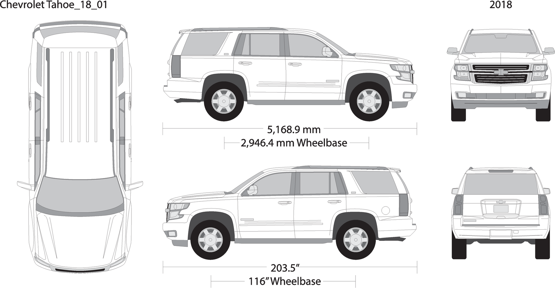 2018 Chevy Tahoe V01 Vehicle Wrap Template