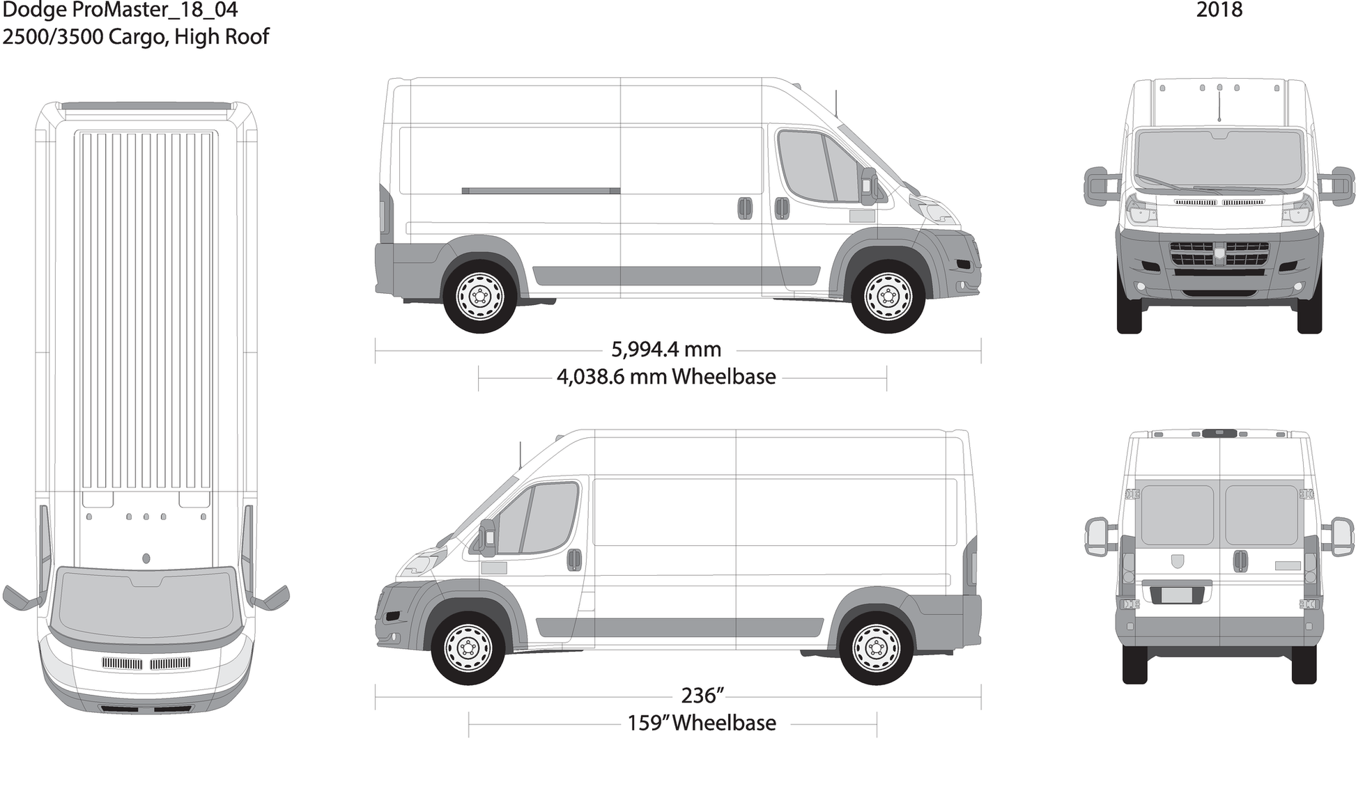 2018 Dodge Promaster V04 Vehicle Wrap Template
