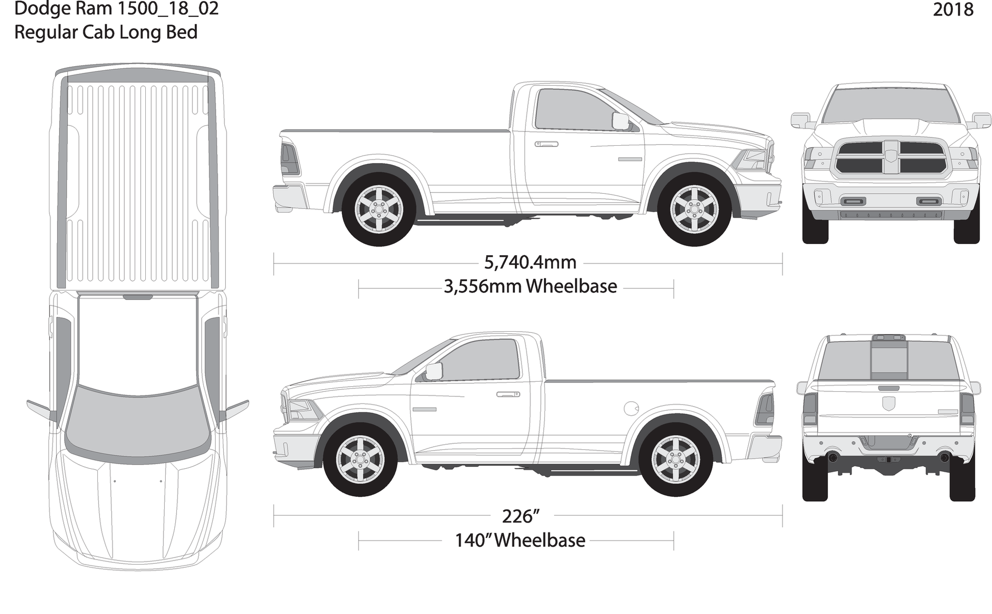 2018 Dodge Ram 1500 V02 Vehicle Wrap Template