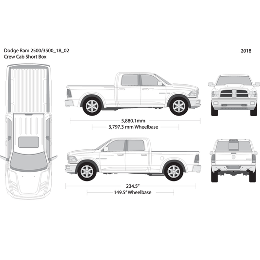 2018 Dodge Ram 2500 3500 V02 Vehicle Wrap Template