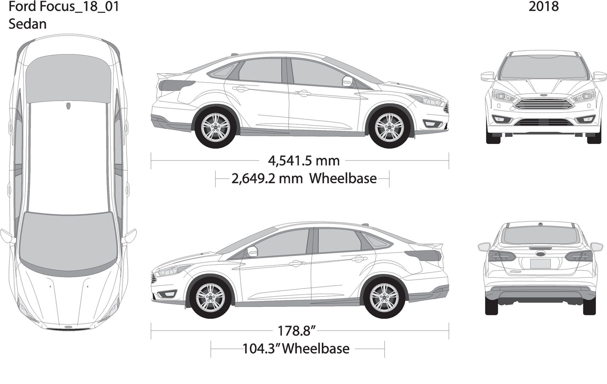 2018 Ford Focus V01 Vehicle Wrap Template