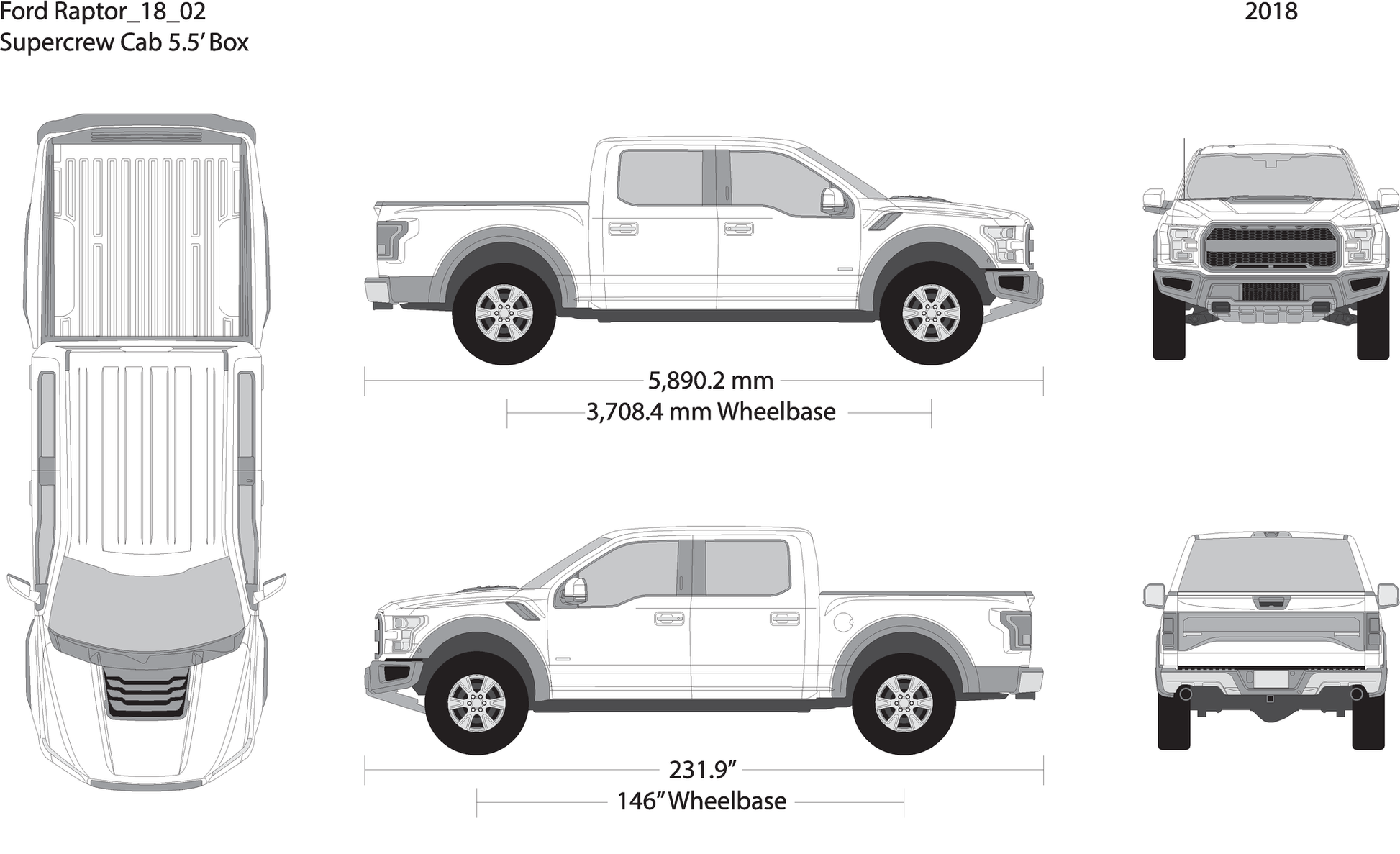 2018 Ford Raptor V02 Vehicle Wrap Template