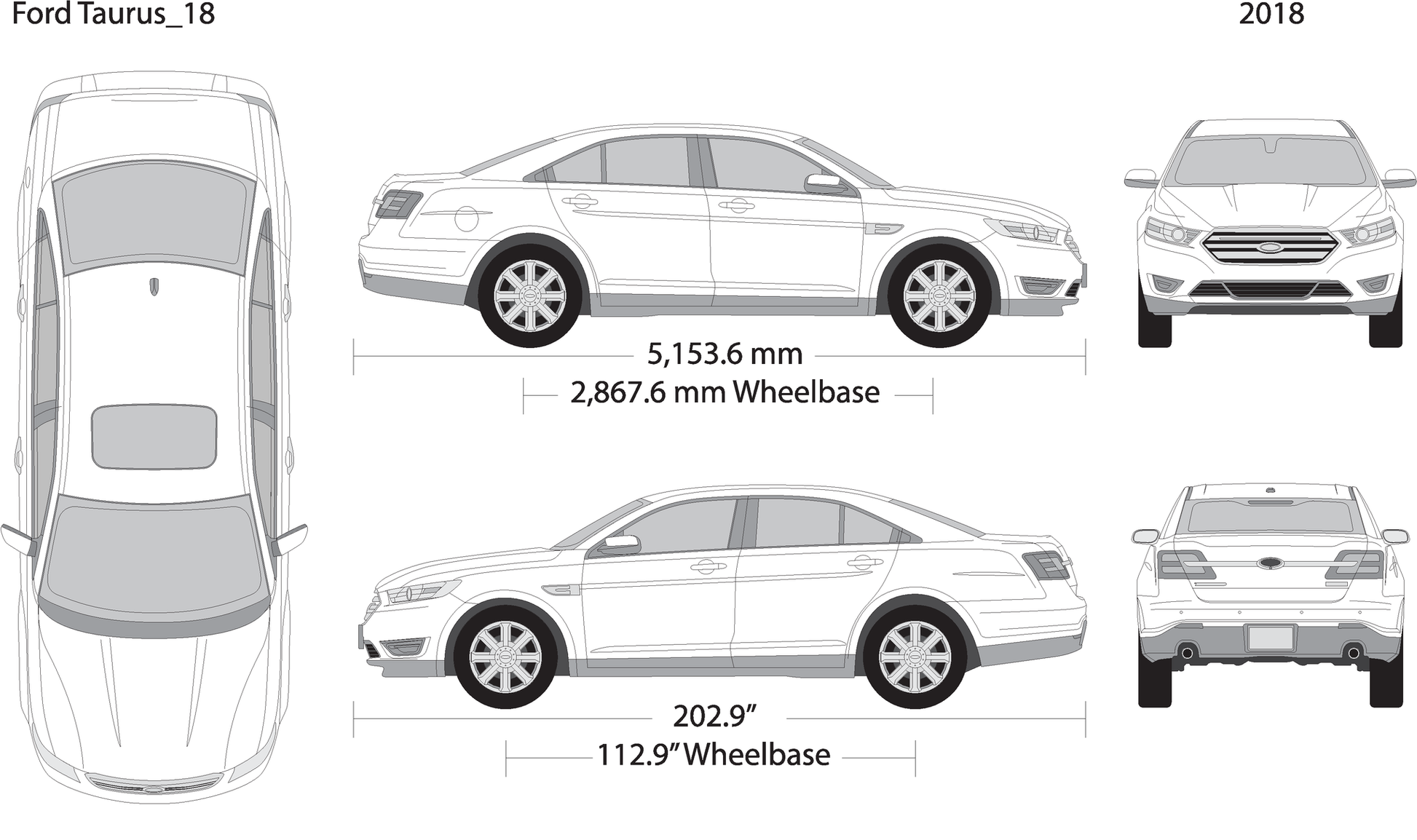 2018 Ford Taurus V18 Vehicle Wrap Template