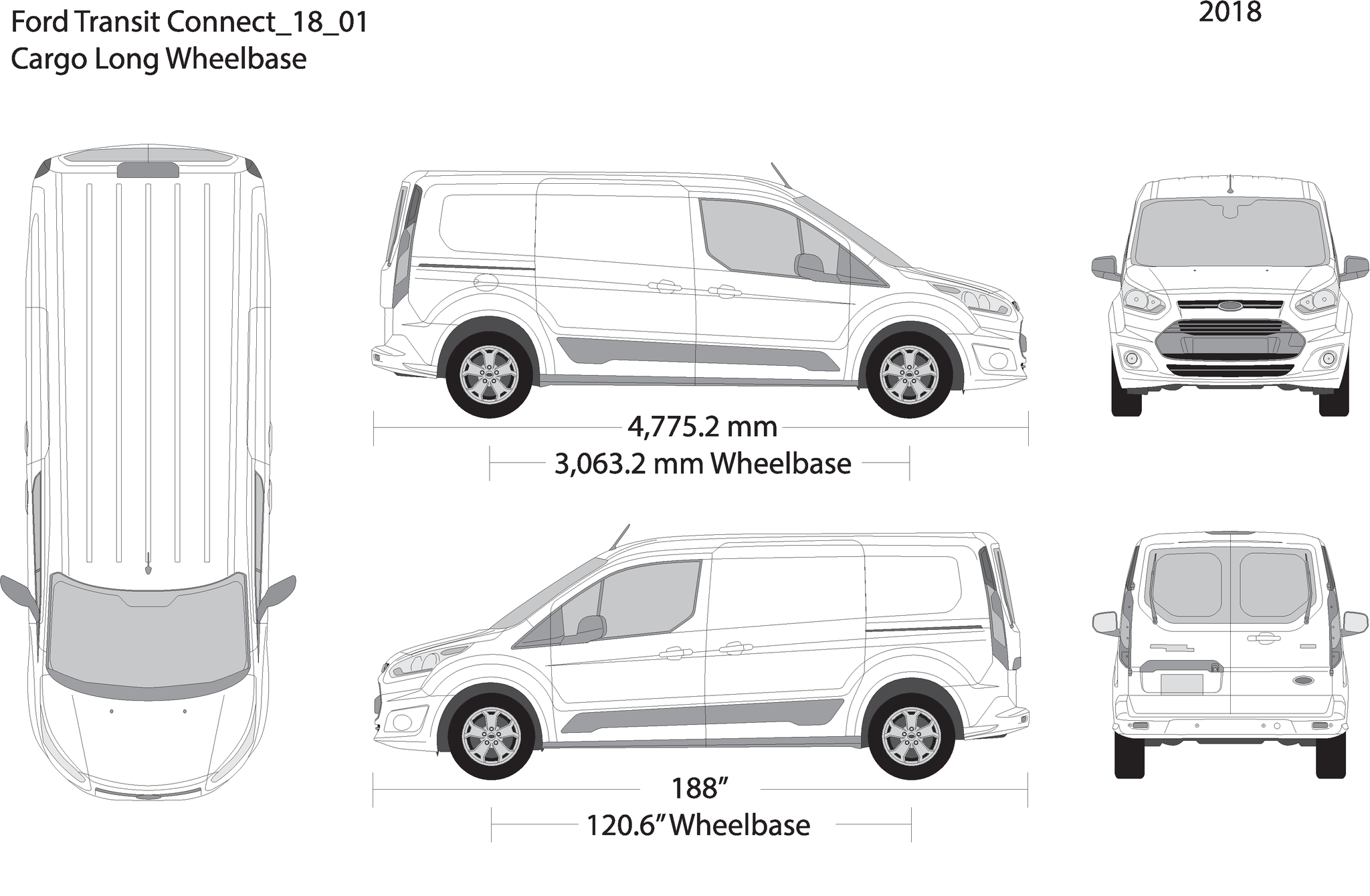 Free 2018 Ford Transit Connect Vector Wrap Template | ANJ Graphics