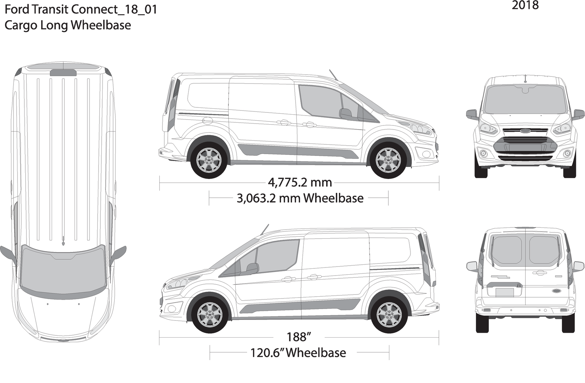 2018 Ford Transit Connect V01 Vehicle Wrap Template