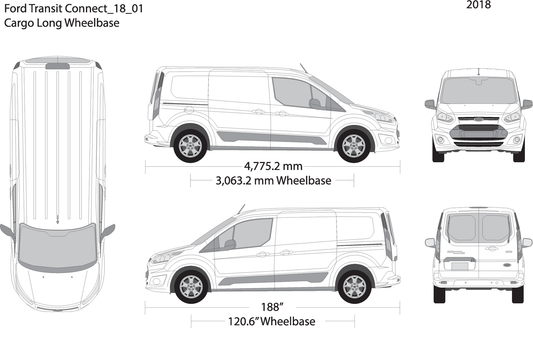 2018 Ford Transit Connect V01 Vehicle Wrap Template