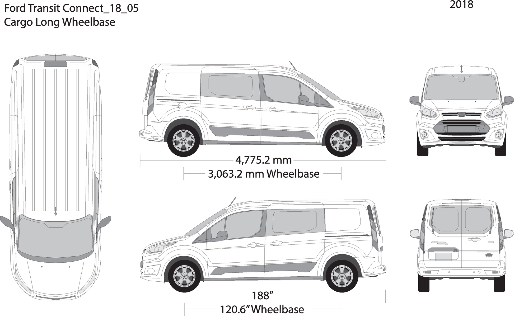 2018 Ford Transit Connect V05 Vehicle Wrap Template