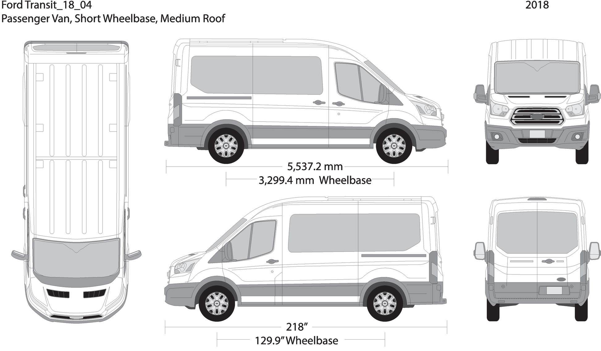 2018 Ford Transit Sliding Door V04 Vehicle Wrap Template