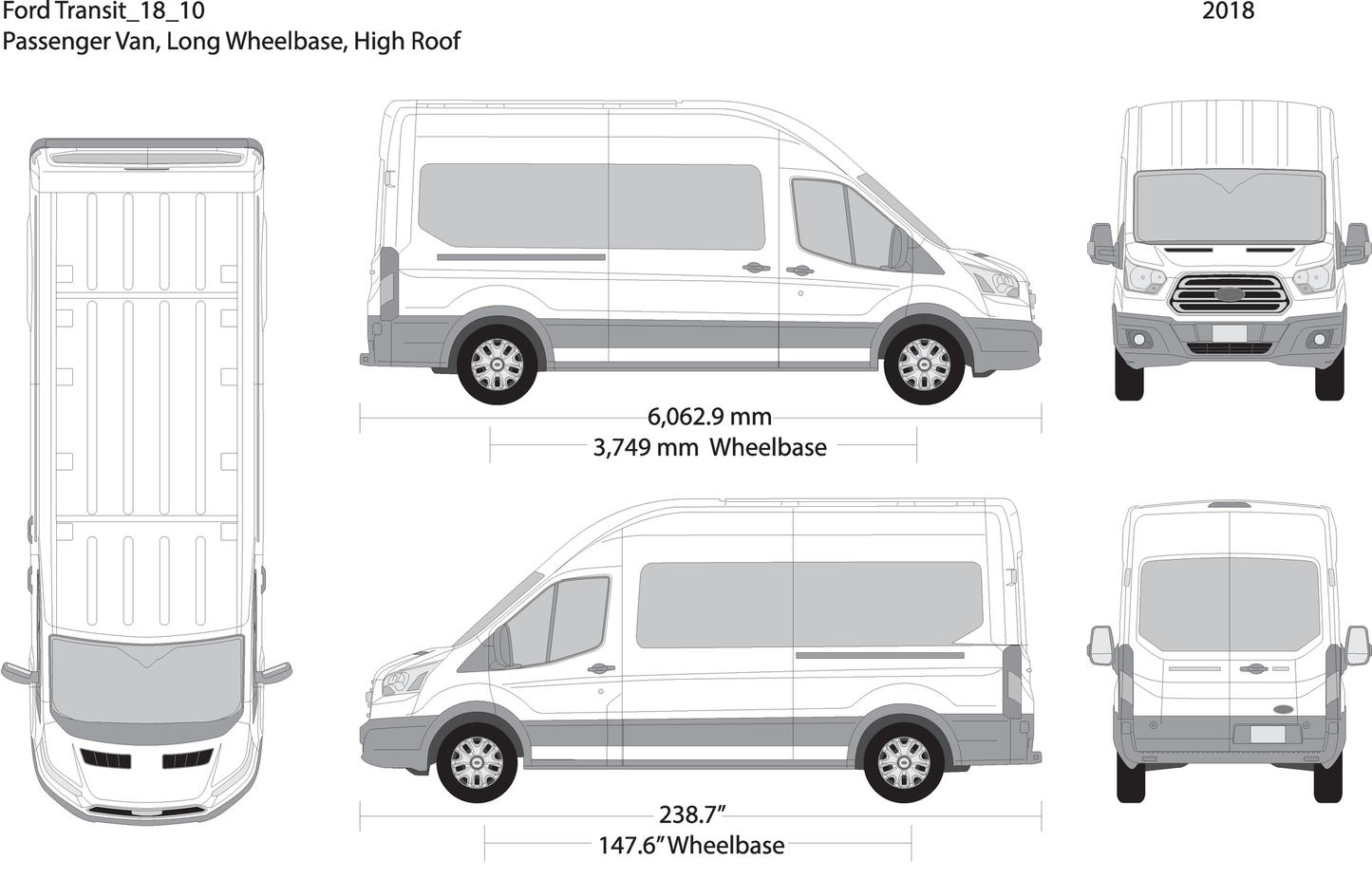 2018 Ford Transit Sliding Door V10 Vehicle Wrap Template